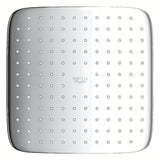 Kvadratna nadglavni tuš Grohe Vitalio Comfort 250 Cube u krom izvedbi s mlazom Rain i bijelim stražnjim pokrovom.