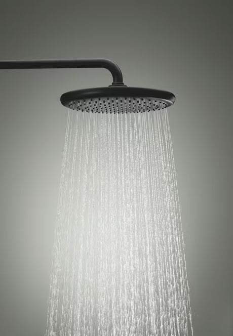 Mat crni tuš sustav Grohe Vitalio Start System s nadglavnim i ručnim tušem te termostatskom miješalicom za kadu