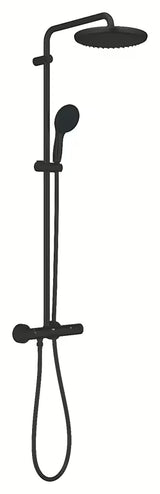 Mat crni tuš sustav Grohe Vitalio Start 250 s termostatskom miješalicom, s nadglavnim i ručnim tušem