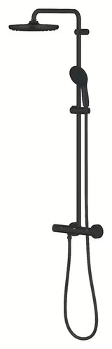 Mat crni tuš sustav Grohe Vitalio Start 250 s termostatskom miješalicom, s nadglavnim i ručnim tušem