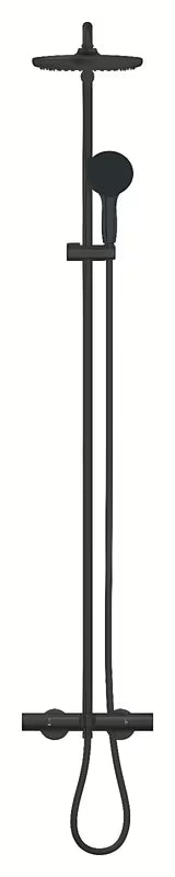 Mat crni tuš sustav Grohe Vitalio Start System s nadglavnim i ručnim tušem te termostatskom miješalicom za kadu