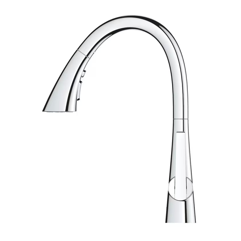 Kromirana miješalica za sudoper Grohe Zedra s visokim zakretnim izljevom i izvlačnim tušem