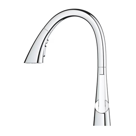 Kromirana miješalica za sudoper Grohe Zedra s visokim zakretnim izljevom i izvlačnim tušem
