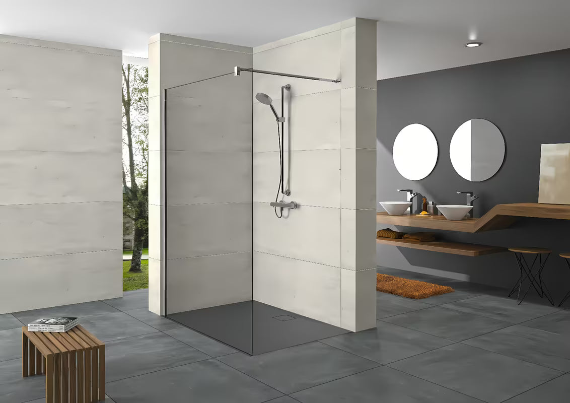 Tuš stijena Walk-In Hüppe Design pure 90 cm, sjajni krom, prozirno staklo