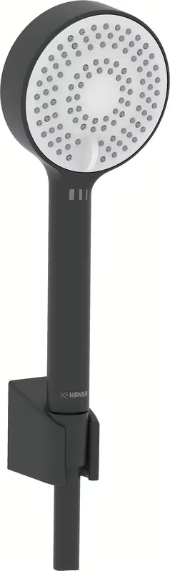 Set za Kadu Hansa Basicjet u crnoj mat izvedbi s ručnim tušem, držačem i crijevom za tuš 1750 mm.