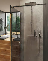 Hansa Emotion tuš sustav s termostatskom miješalicom Wellfit u bijelo-krom izvedbi s nadglavnim i ručnim tušem.