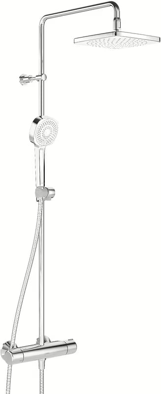 Hansa Micra Style tuš sustav s termostatskom miješalicom u krom izvedbi s nadglavnim i ručnim tušem.
