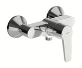 Kromirana zidna jednoručna baterija miješalica za tuš Hansa Polo s mesinganim tijelom i keramičkom kartušom.