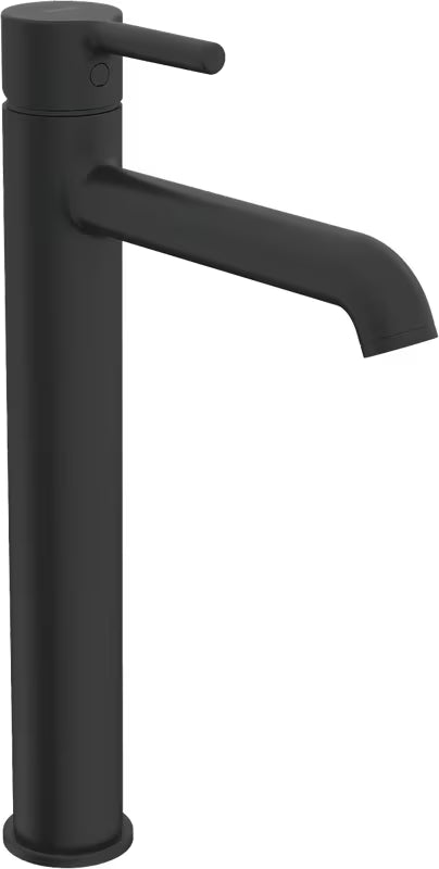 Visoka miješalica za Umivaonik Hansa Vantis u mat crnoj boji s ručicom i fiksnim izljevom.