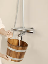 Hansa Viva tuš sustav s termostatskom miješalicom u krom izvedbi s nadglavnim i ručnim tušem