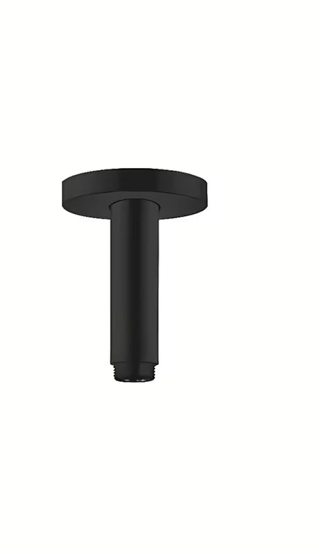 Stropni nosač nadglavnog tuša hansgrohe S 10 cm u mat crnoj boji s okruglom rozetom pro za nadglavni tuš.