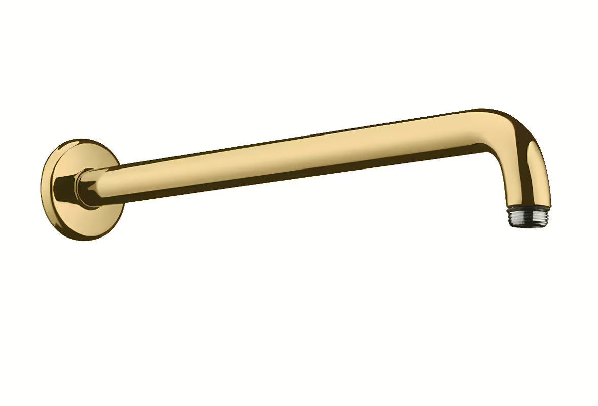 Nosač nadglavnog Tuša Hansgrohe za zid u izvedbi gold, duljina 389 mm i kut 90°.