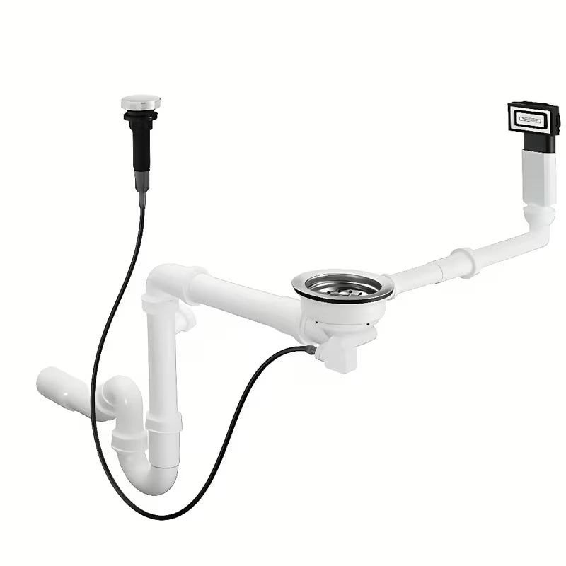 Kromirani sifon za sudoper hansgrohe s ekscentričnim upravljanjem i preljevnim setom pro granitni jednostruki sudoper.