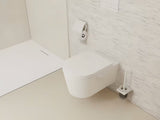 Zidna ČETKA za Wc hansgrohe addstoris u mat bijeloj boji s držačem od metala i sa staklenom posudom.