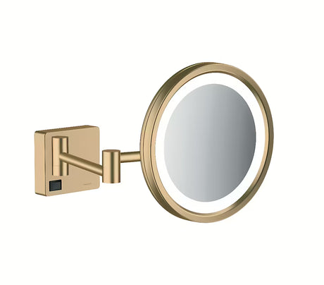 Hansgrohe addstoris sklopive kozmetičko ogledalo s LED osvjetljenjem u brušenoj bronci za zidnu montažu.