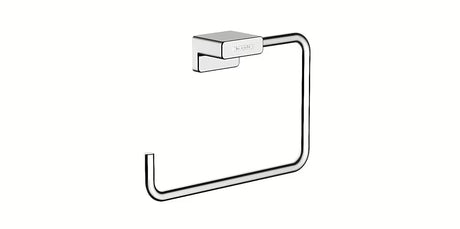 Kromirani prsten za ručnik Hansgrohe addstoris s otvorenom stranom pro za jednostavno vješanje.