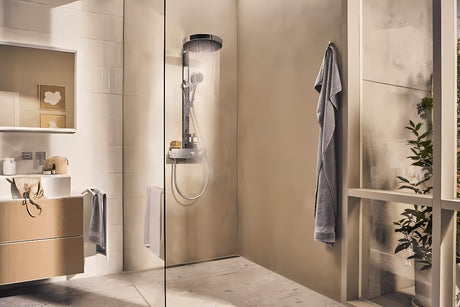 Dvostruki kromirani držač ručnika Hansgrohe addstoris pro za zidnu montažu sa skrivenim pričvršćenjem.