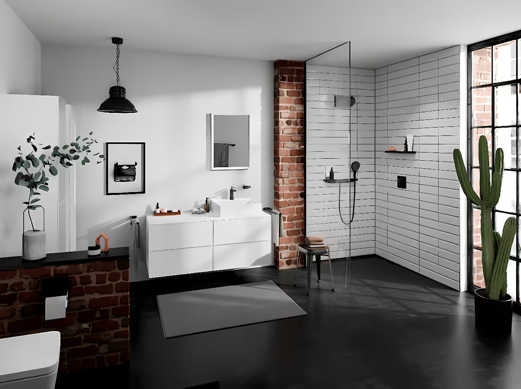 Hansgrohe addstoris dvostruki zidni držač ručnika u mat crnoj boji sa skrivenim pričvršćenjem.