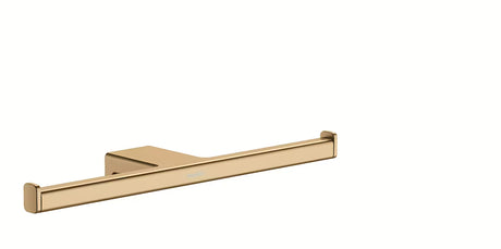 Dvostruki držač toaletnog papira hansgrohe addstoris u brušenoj bronci pro za zidnu montažu.