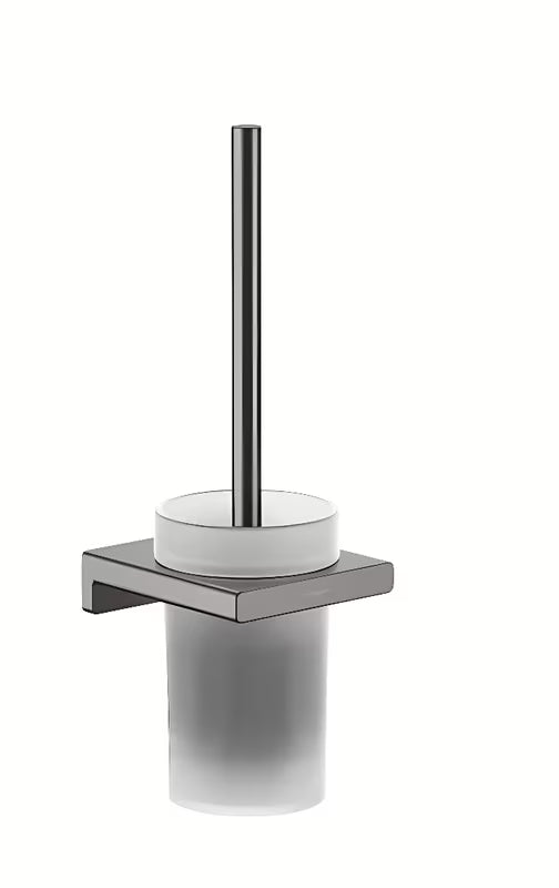 Zidna ČETKA za Wc hansgrohe addstoris u brušenom crnom kromu sa staklenom posudom