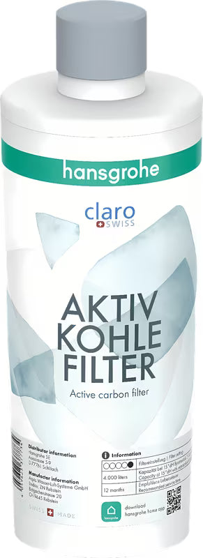 Filter s aktivnim ugljenom pro hansgrohe SodaBase pro za poboljšanje okusa i mirisa pitke vode