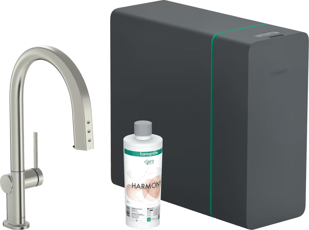 Nehrđajući miješalica za sudoper Hansgrohe Aqittura s filtrom s odabirom gazirane vode tipkom Select