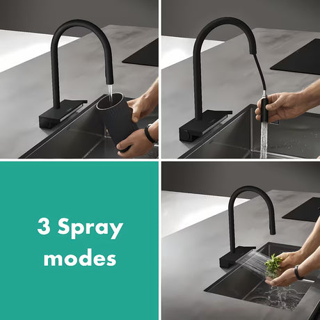 Hansgrohe Aquno Select miješalica za sudoper s izvlačivim tušem u mat crnoj boji