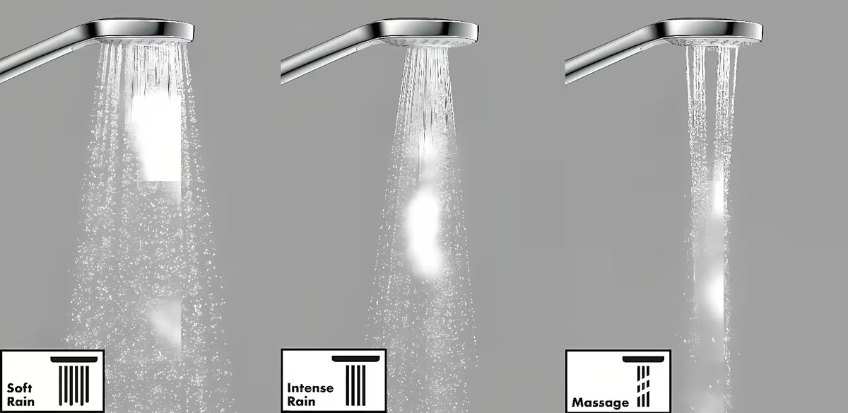 Hansgrohe Croma Select E tuš set u bijeloj i krom izvedbi s ručnim tušem i šipkom Unica