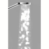 Ručni tuš Hansgrohe Croma Select E u bijeloj i krom izvedbi s mlazom Rain i promjerom 110 mm.