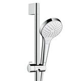 Tuš set Hansgrohe Croma Select S u bijeloj i krom izvedbi s ručnim tušem 3jet, šipkom Unica i crijevom 1,60 m.