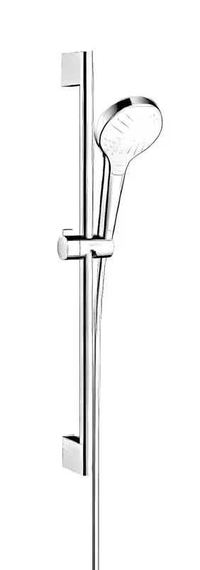 Tuš set Hansgrohe Croma Select S u bijeloj i krom izvedbi s ručnim tušem 3jet, šipkom Unica i crijevom 1,60 m.