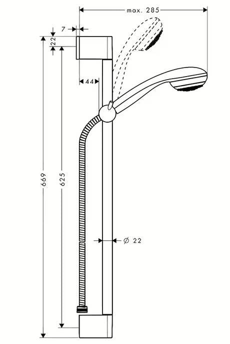 Hansgrohe Crometta 85 tuš set u krom izvedbi s ručnim tušem, šipkom, crijevom i klizačem.
