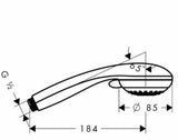 Ručni tuš Hansgrohe Crometta 85 u kromu, promjera 85 mm i s tri vrste mlaza