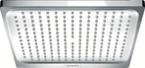 Nadglavni tuš Hansgrohe Crometta E 240 u krom izvedbi s mlazom Rain i četvrtastom glavom 240 × 240 mm.