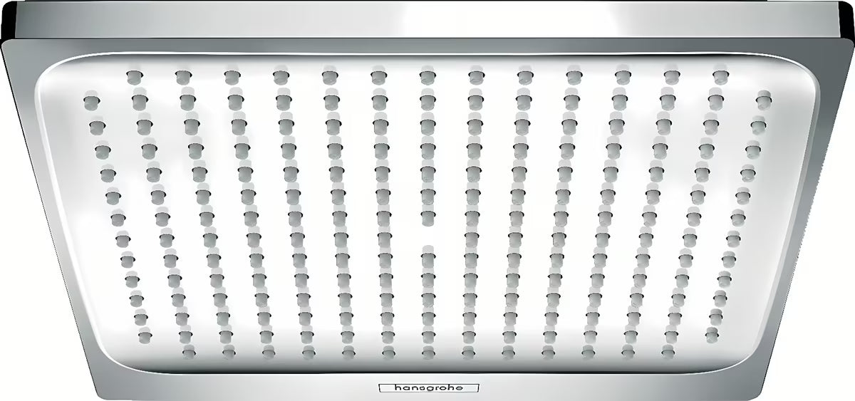 Nadglavni tuš Hansgrohe Crometta E 240 u krom izvedbi s mlazom Rain i četvrtastom glavom 240 × 240 mm.