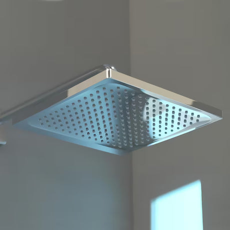 Nadglavni tuš Hansgrohe Crometta E 240 u krom izvedbi s mlazom Rain i četvrtastom glavom 240 × 240 mm.