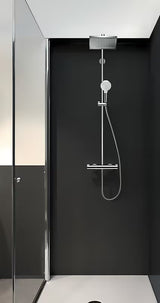 Hansgrohe Crometta E tuš sustav s termostatskom miješalicom u krom izvedbi s nadglavnim i ručnim tušem