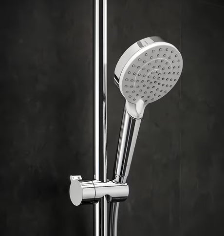 Hansgrohe Crometta E tuš sustav s termostatskom miješalicom u krom izvedbi s nadglavnim i ručnim tušem