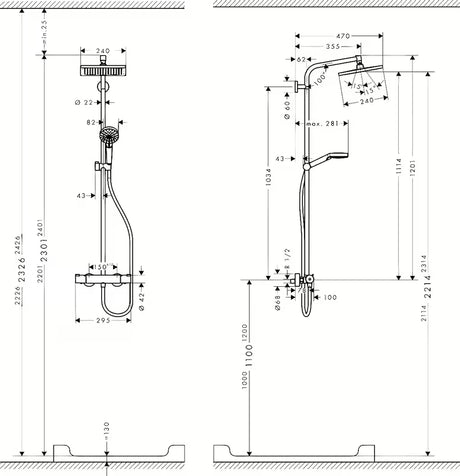 Hansgrohe Crometta E tuš sustav s termostatskom miješalicom u kromu s nadglavnim i ručnim tušem