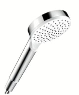 Ručni tuš hansgrohe Crometta 1jet Green u izvedbi bijela/krom s mlazom Rain i promjerom 100 mm.