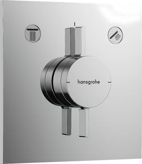Podžbukna miješalica za tuš Hansgrohe duoturn E u krom izvedbi pro za upravljanje dvama izljevnim mjestima.