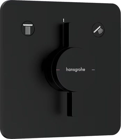 Podžbukna miješalica za tuš hansgrohe duoturn Q u mat crnoj izvedbi pro za upravljanje dvama potrošačima.