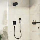 Podžbukna miješalica za tuš hansgrohe duoturn Q u mat crnoj izvedbi pro za upravljanje dvama potrošačima.