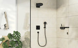 Podžbukna miješalica za tuš hansgrohe duoturn Q u mat crnoj izvedbi pro za upravljanje dvama potrošačima.