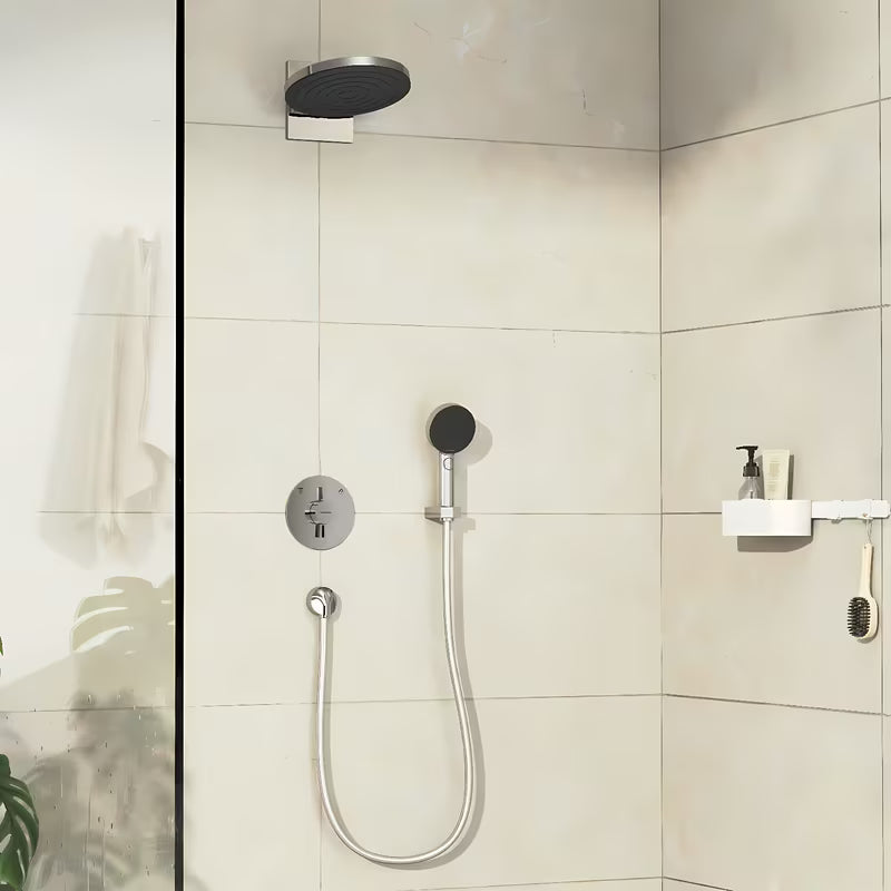 Podžbukna miješalica za tuš hansgrohe duoturn S u krom izvedbi pro za upravljanje dvama izljevnim mjestima.