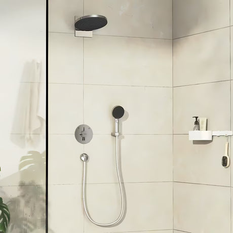 Podžbukna miješalica za tuš hansgrohe duoturn S u krom izvedbi pro za upravljanje dvama izljevnim mjestima.