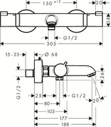 Hansgrohe Ecostat Comfort termostatska zidna miješalica za kadu u krom izvedbi.