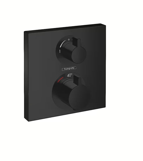 Podžbukni termostatski tuš set Hansgrohe Ecostat Square u mat crnoj izvedbi s četvrtastim dizajnom