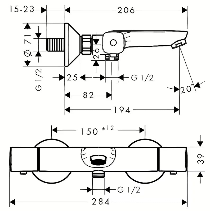 Hansgrohe Ecostat termostatska zidna miješalica za kadu u krom izvedbi