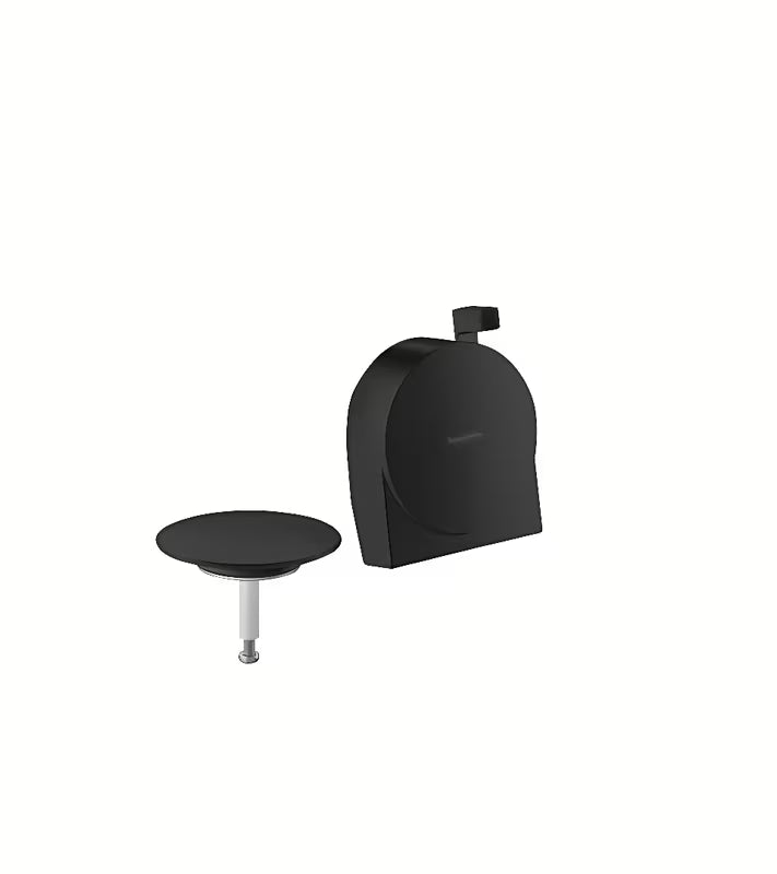 Hansgrohe Exafill S gornji dio za kadu automata za kadu u mat crnoj boji s izlazom u kade, odvodom i preljevom.